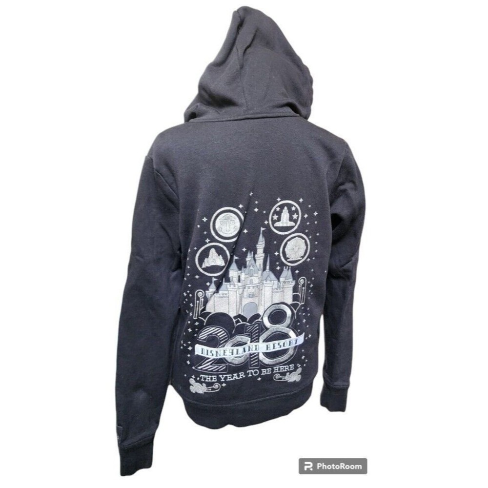 Disney Parks 2018 Black Full Zip Hoodie 2 Sides Size M